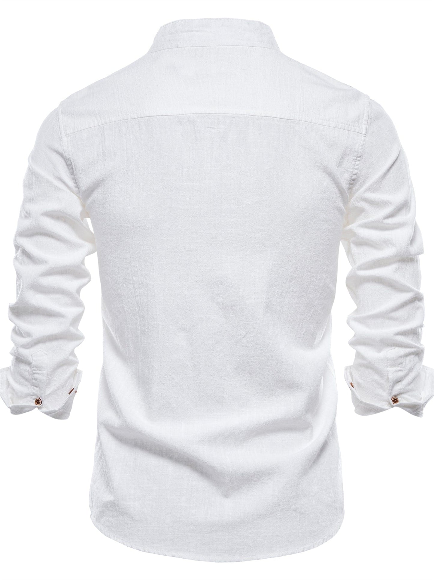 Men's Plain Color Cotton Single Breasted Long Sleeve Shirts Men's Clothes