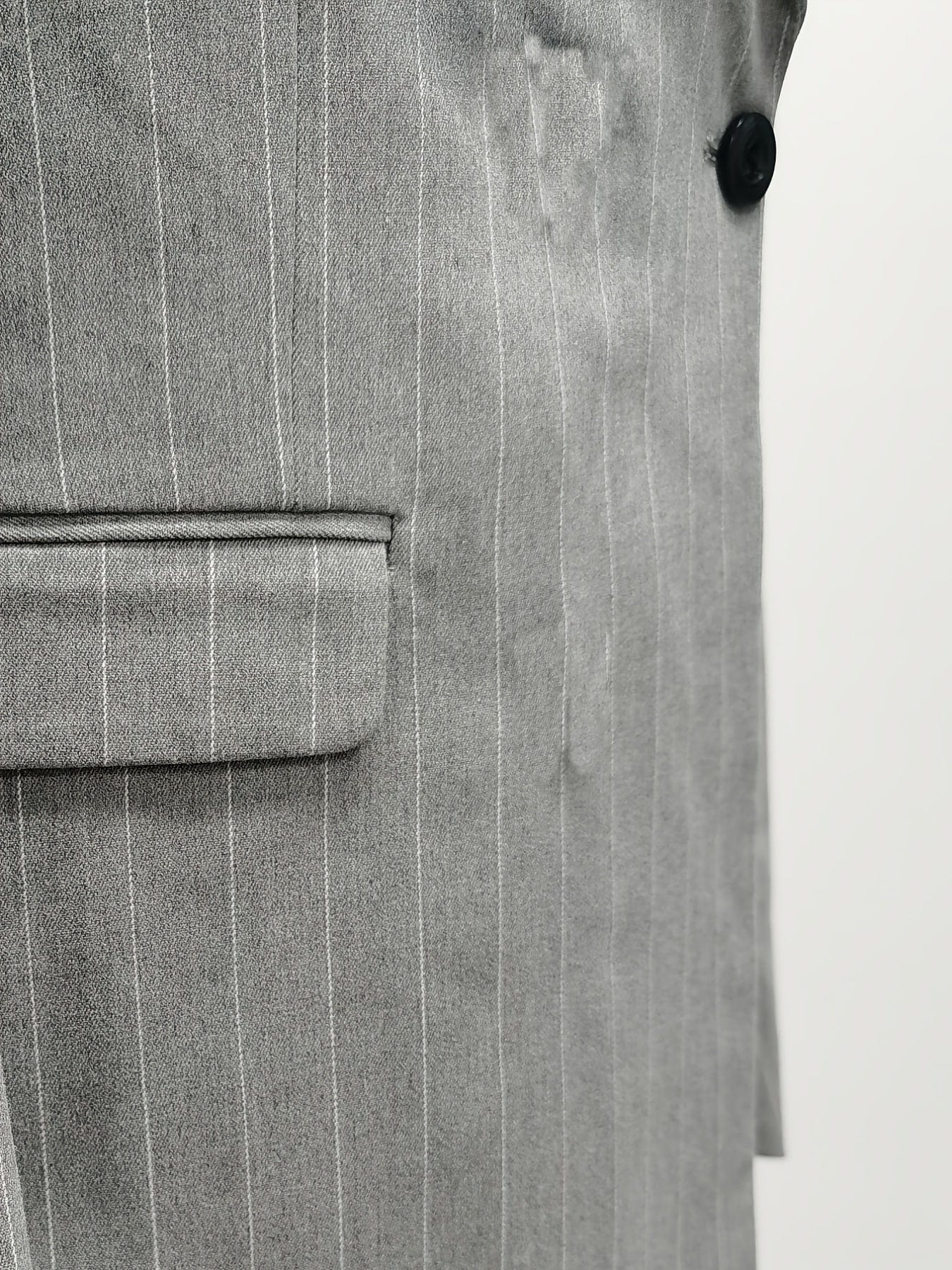 Small Size & Order Size Up, Men's Casual Striped Light Gray Suit