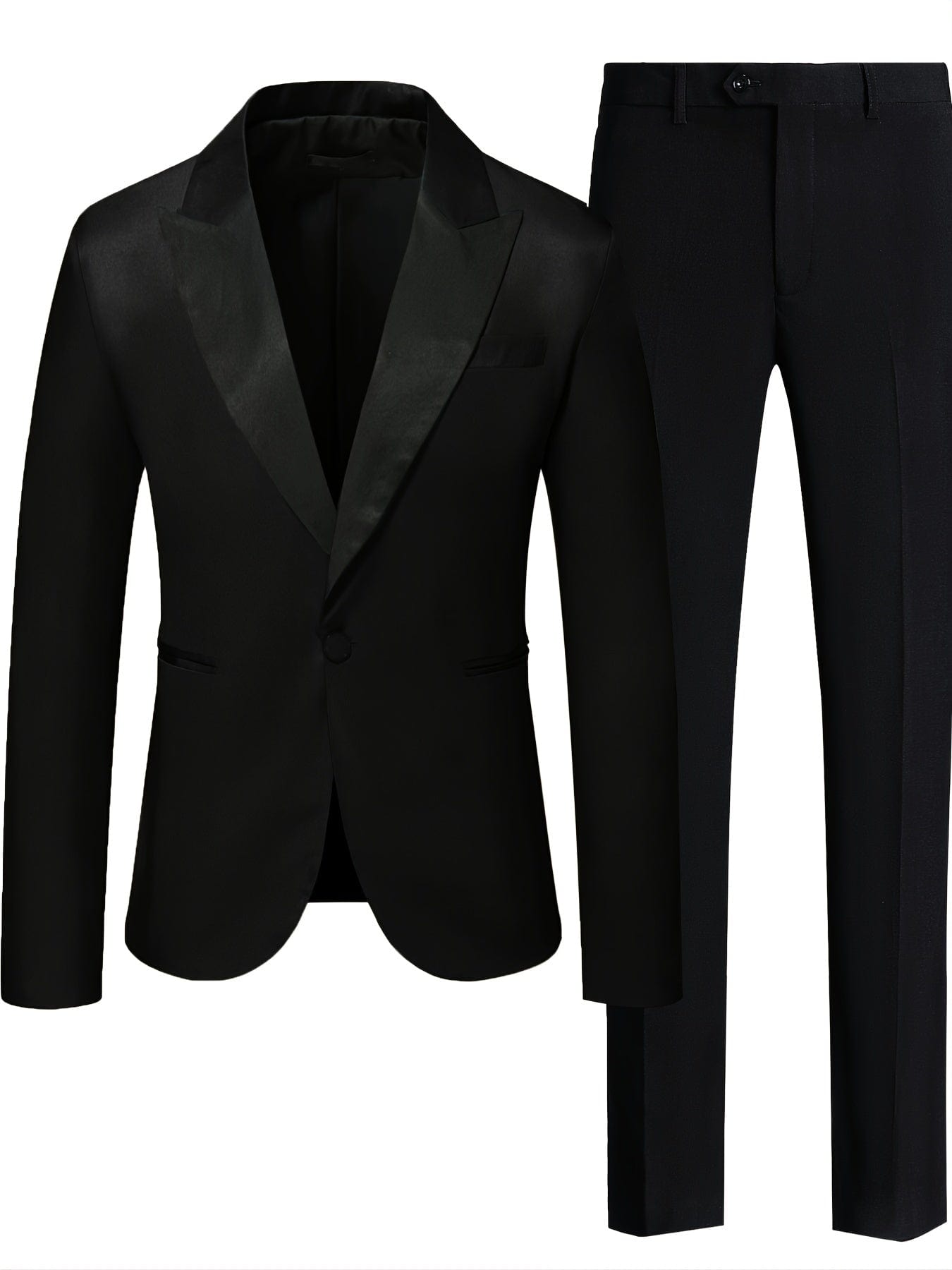 Men's V-neck Blazer Suit With Pants, One Button Top, Plain Color Smart Casual Wear