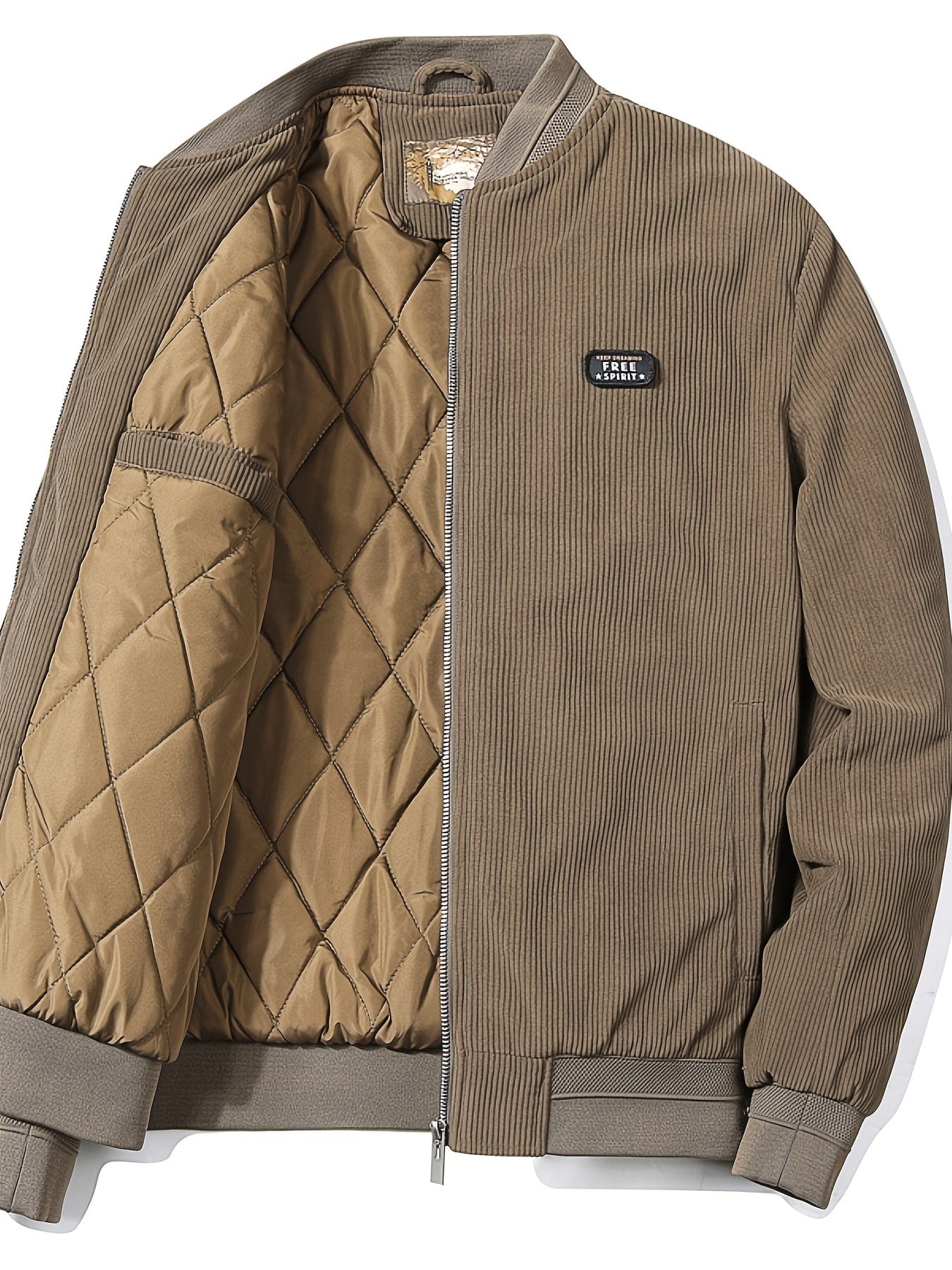 Men's Patched Detail Corduroy Bomber Jacket For Winter