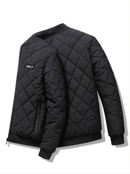 Autumn&Winter New Men's Casual Loose Fashionable Black Stand Collar Long Sleeves Fleece Warm Cotton Coat