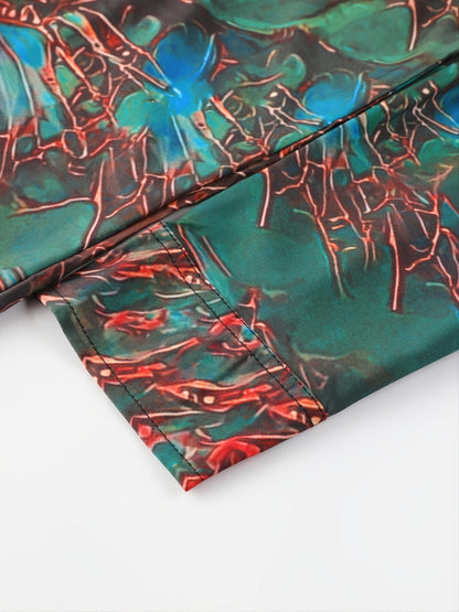 New Men's Printed Green Long Sleeve Shirt Christmas Gifts