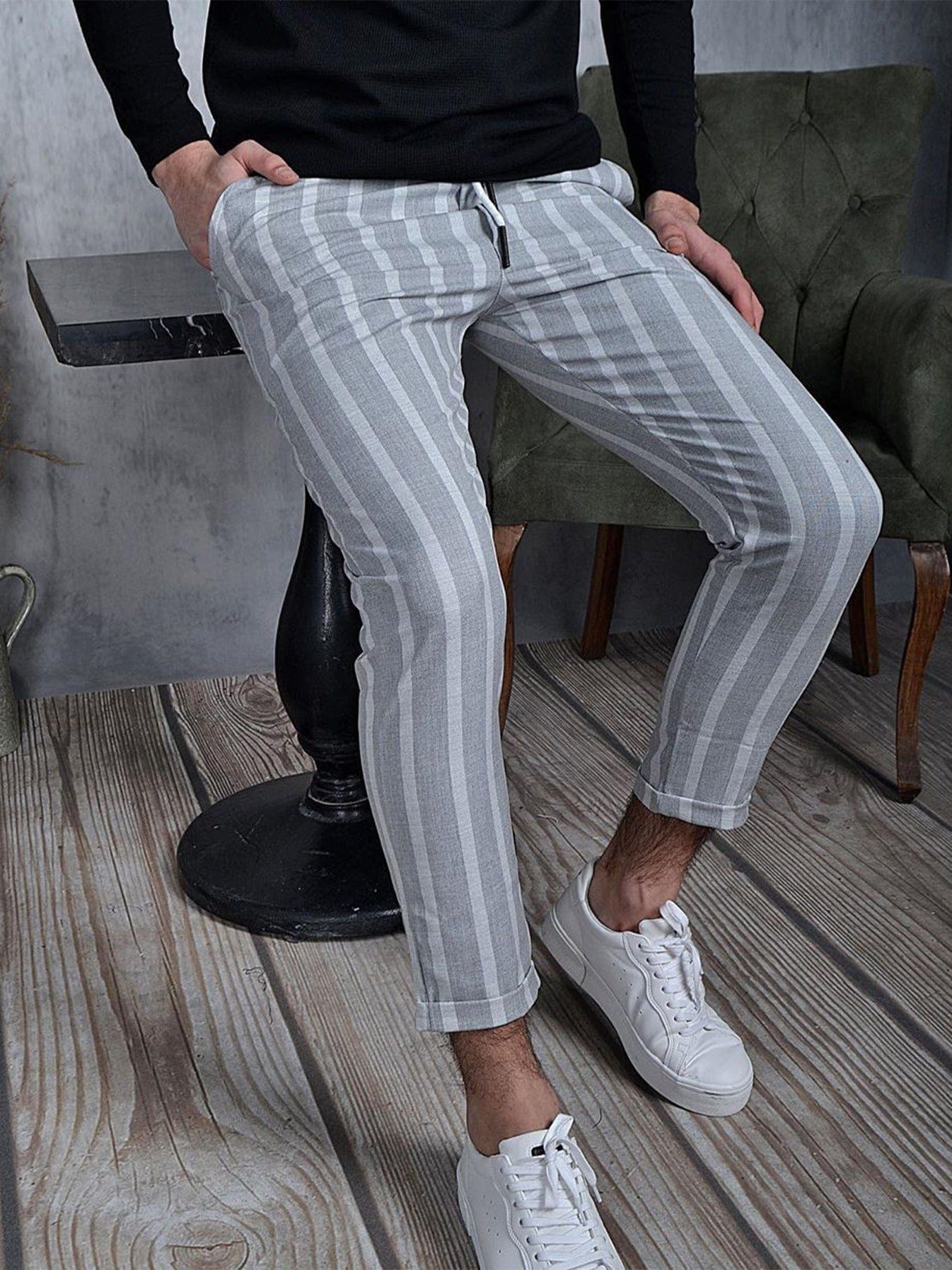 Men's New Autumn Striped Slim Fit Suit Pants