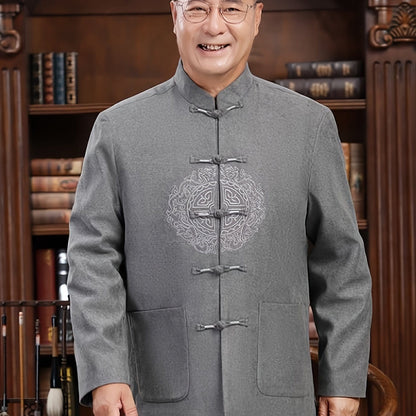 Men's New Winter Warm Chinese Style Tang Suit Small Stand Collar Chinese Knot Dish Buckle Coat, Tang Suit, Hanfu, Year Of The Rabbit Costume Clothing ( Chinese Size, Please Check The Size Guide Carefully )