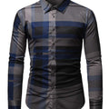 One Size Smaller,  Men's Plaid Print Long Sleeve Shirt