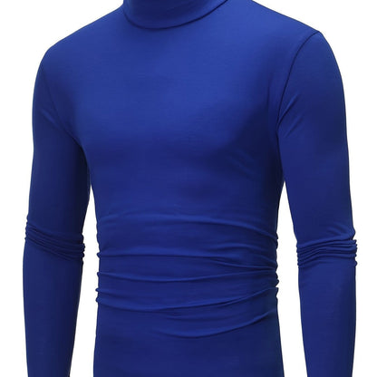 Close-Fitting And Thin, Men's Casual Long Sleeve Turtleneck Base Layer Shirt