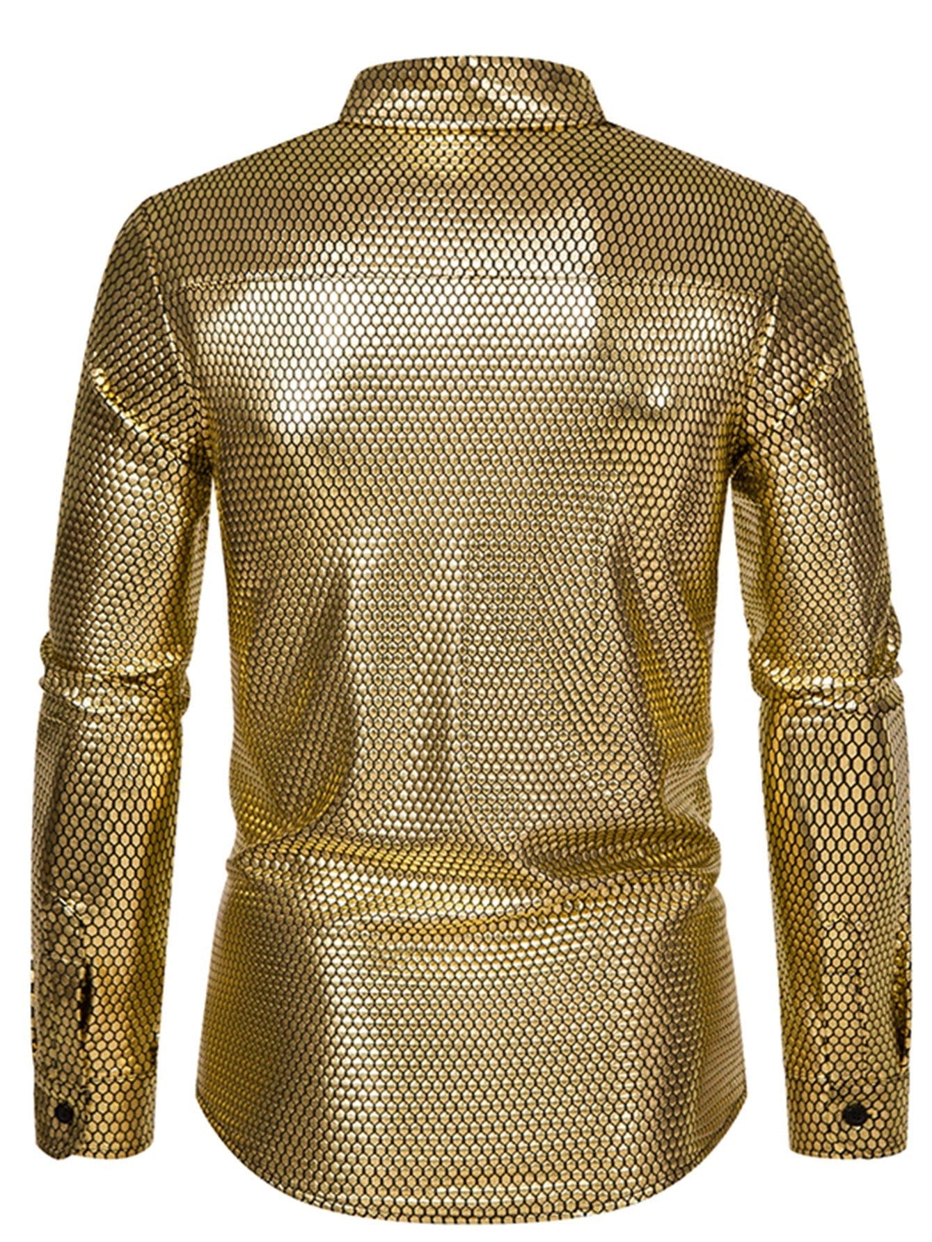 Men's Gold Print Long Sleeve Shirt