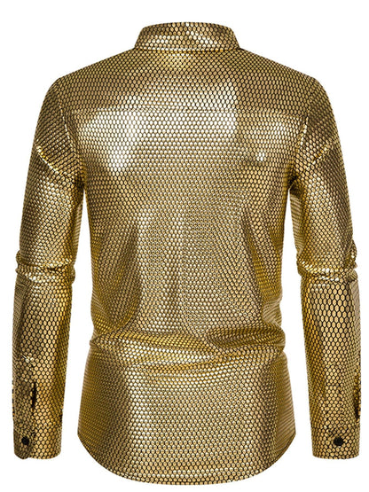 Men's Gold Print Long Sleeve Shirt