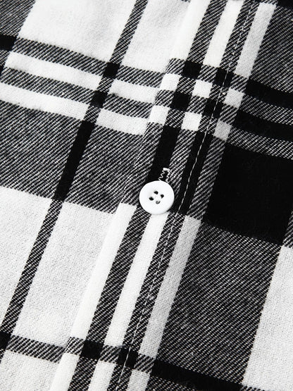 One Size Smaller,  Flannel Loose Shirt For Men Plaid Long Sleeve Casual Button-Down Shirts With Hood Christmas Gifts