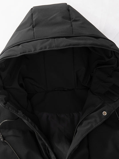 Small Size & Order Size Up Men's Solid Color Long Cotton-padded Jacket With Hood