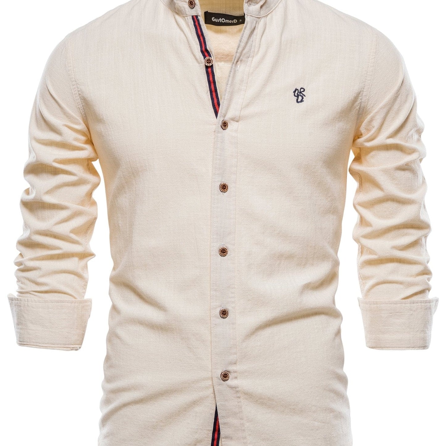 Men's Plain Color Cotton Single Breasted Long Sleeve Shirts Men's Clothes