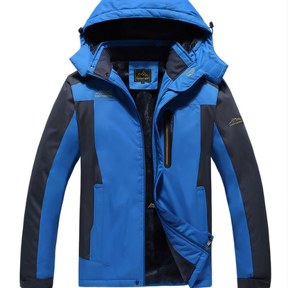 Men's Windproof Fleece Hooded Cotton-padded Jacket, Casual Out Stitching Warm Jacket For Autumn/Winter
