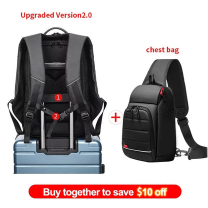 EURCOOL 17 Inch Laptop Backpack For Men Waterproof Functional with USB Charging Backpacks Male Business Men's Rucksack Mochila