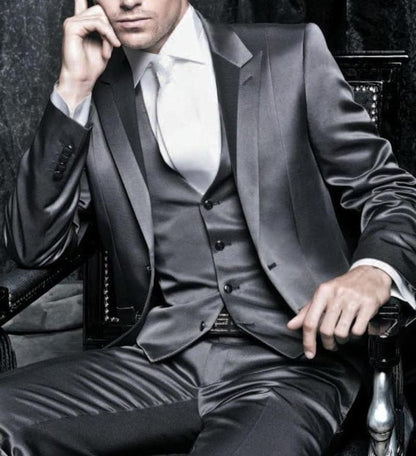 Fashion Casual Custom Made Groom Tuxedo Navy Blue Peak Lapel Wedding/Prom Best Man Suits Bridegroom (Jacket+Pants+Vest)
