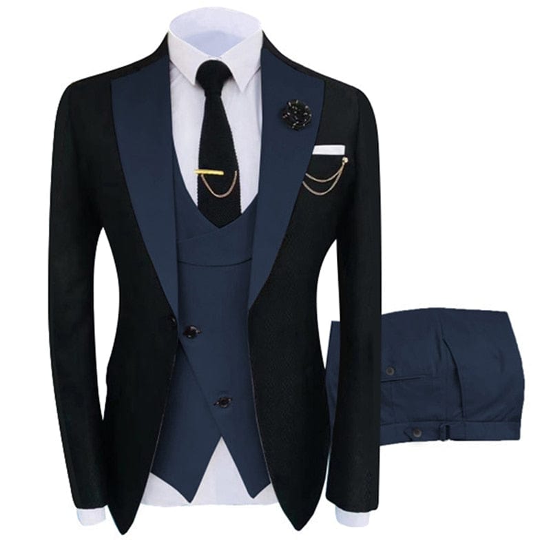 Costumul nou Homme Îmbrăcăminte populară Costum pentru bărbați Scenă de petrecere de lux Costum pentru bărbați Tuxedo Regular Fit 3 bucăți Set jachetă+pantaloni+vestă