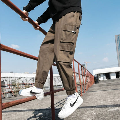 New Men's Big Pocket Cargo Harem Pants Casual Trousers Male Hip Hop Men Jogger Sweatpants Fashion Streetwear Pants Oversized