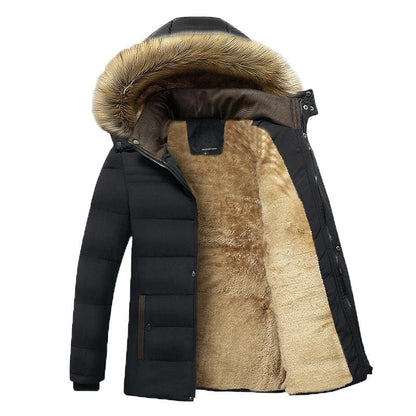 Winter New Warm Thick Fleece Parkas Men Waterproof Hooded Fur Collar Parka Jacket Coat Men Autumn Fashion Casual Parkas Men