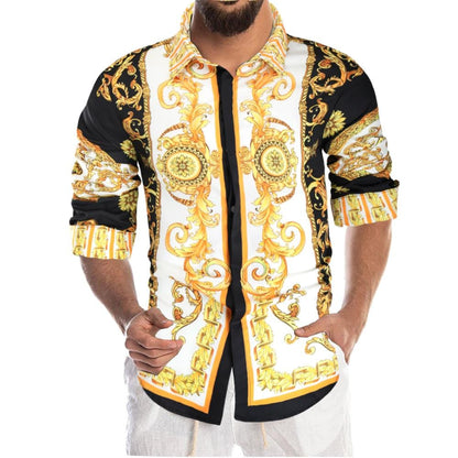 Luxury Royal Shirt Men Casual Slim Fit Long Sleeve Men Paisley Print Shirt Camisa Social Masculina Manga Longa Prom Party Shirt