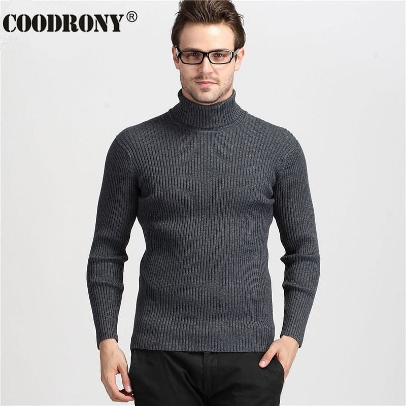 COODRONY Pulover de iarnă gros și cald din cașmir Bărbați cu gât țesut Pulovere pentru bărbați Pulover slim Fit Bărbați Tricoturi clasice de lână Pull Homme