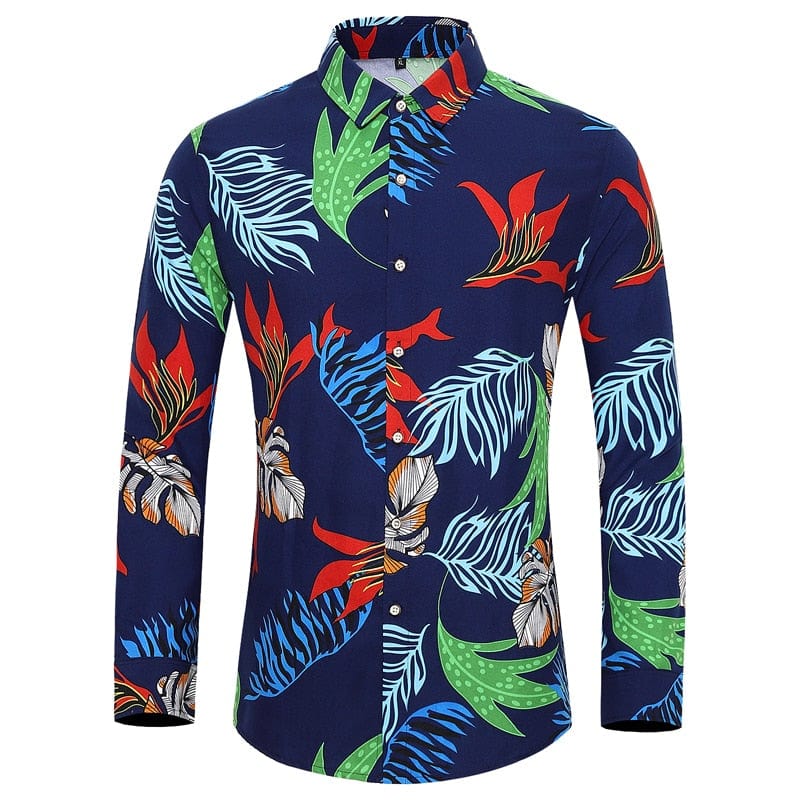 Many styles men long-sleeved plus size 7XL shirt fashion printed shirt Hawaii leisure vacation men's Clothing