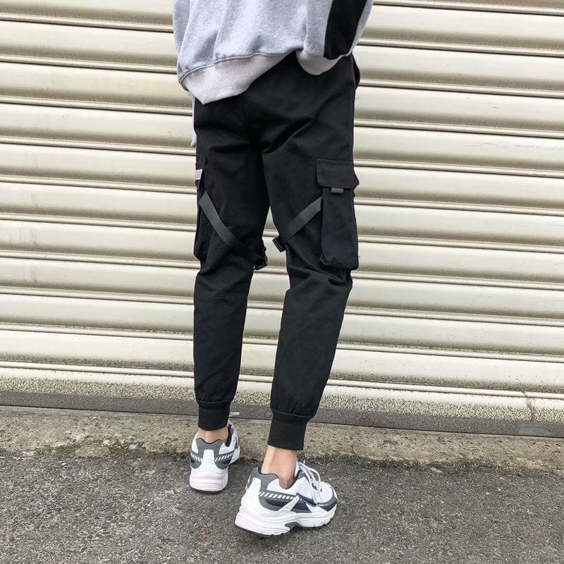 Ribbons Men Jogger Sweatpants Men's Cargo Pants Streetwear Hip Hop Casual Black Harem Pants Male Harajuku Fashion Trousers