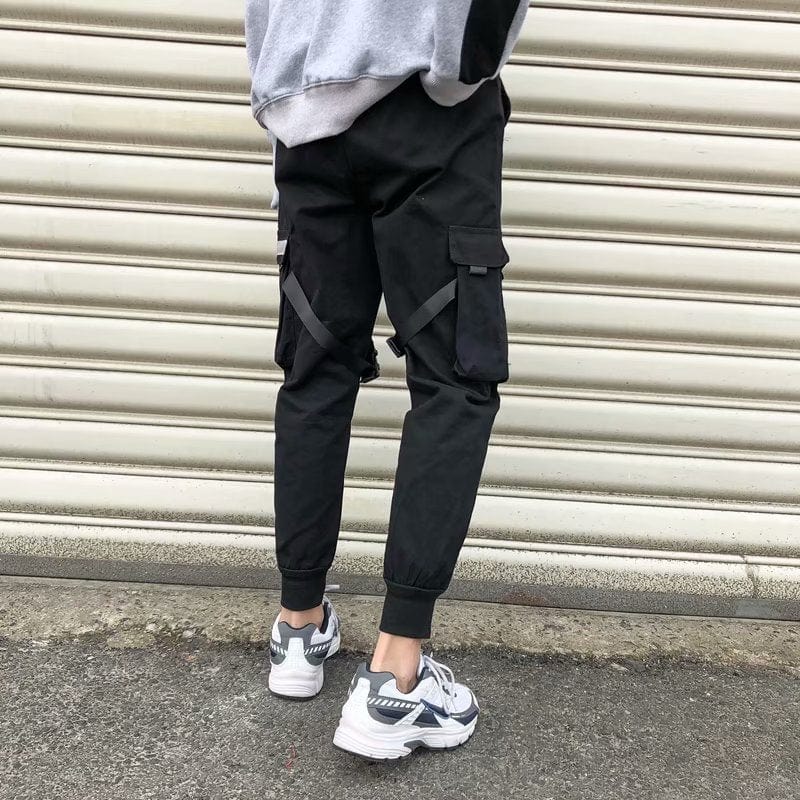 2021 Ribbons Men Jogger Sweatpants Men's Cargo Pants Streetwear Hip Hop Casual Black Harem Pants Male Harajuku Fashion Trousers