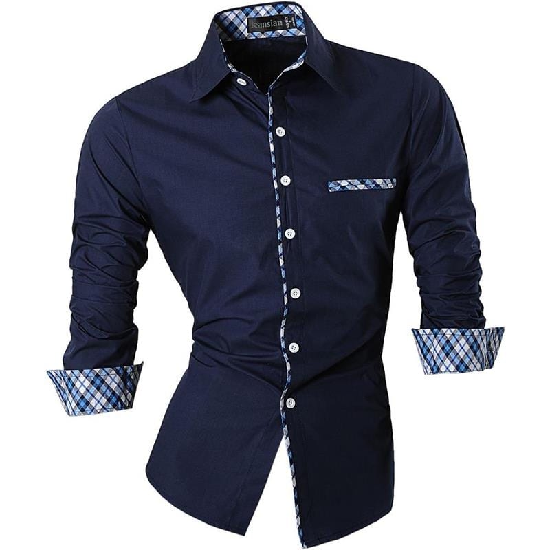 Jeansian Men Casual Dress Shirts Fashion Stylish Long Sleeve Slim