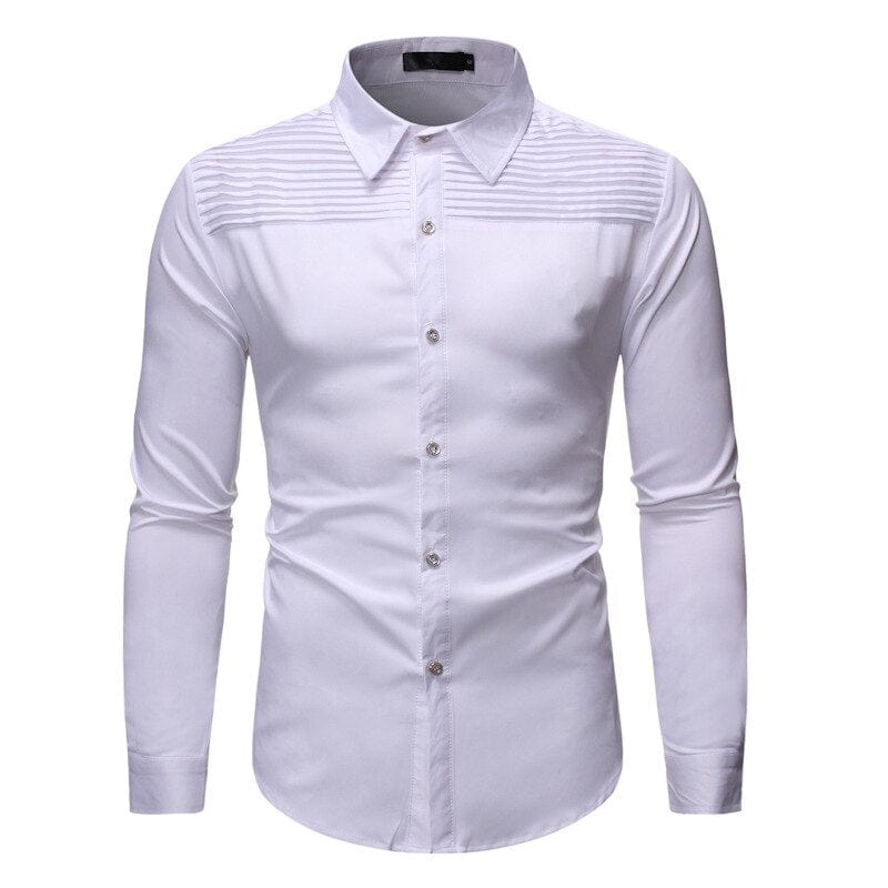 Solid Color Men Shirt Tuxedo Shirts Bridegroom Wedding Shirts Long Sleeve Slim Fit Casual Mens Dress Shirts Camisa Masculina XL