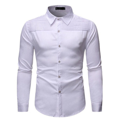 Solid Color Men Shirt Tuxedo Shirts Bridegroom Wedding Shirts Long Sleeve Slim Fit Casual Mens Dress Shirts Camisa Masculina XL