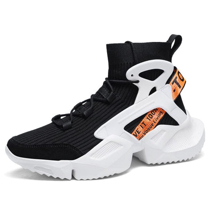 FEOZYZ High Top Fashion Sneakers Men Breathable Running Shoes Knitting Sock Shoes
