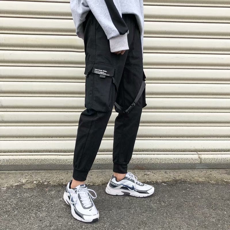 Ribbons Men Jogger Sweatpants Men's Cargo Pants Streetwear Hip Hop Casual Black Harem Pants Male Harajuku Fashion Trousers