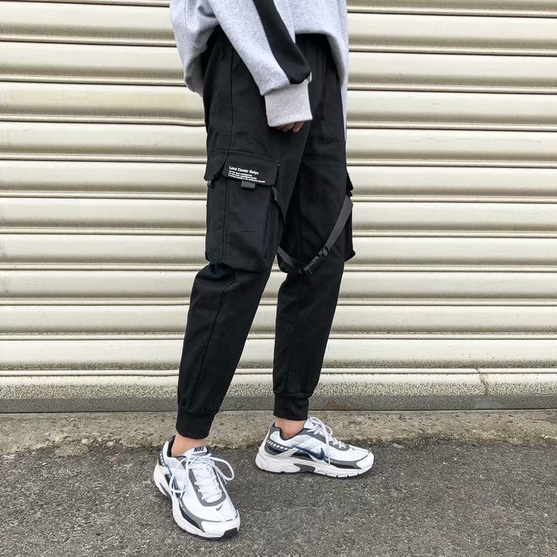 2021 Ribbons Men Jogger Sweatpants Men's Cargo Pants Streetwear Hip Hop Casual Black Harem Pants Male Harajuku Fashion Trousers