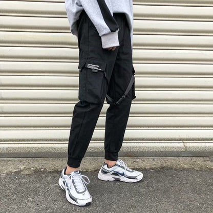 Ribbons Men Jogger Sweatpants Men's Cargo Pants Streetwear Hip Hop Casual Black Harem Pants Male Harajuku Fashion Trousers