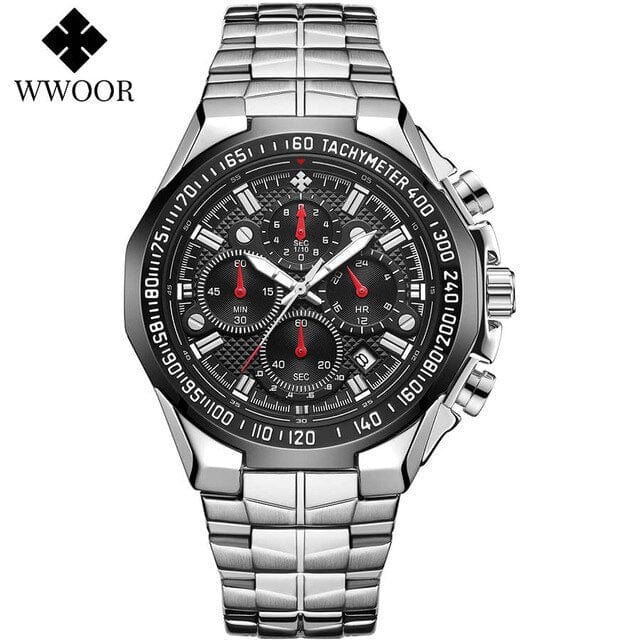 WWOOR Watch For Men Top Brand Luxury Classic Sport Quartz Watches Men Steel Waterproof Chronograph Wristwatch Relogio Masculino