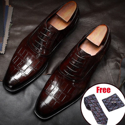 Men Genuine Cow Leather Brogue Wedding Business Mens Casual Flats Shoes  Black Vintage Oxford Shoes For Men's Shoes