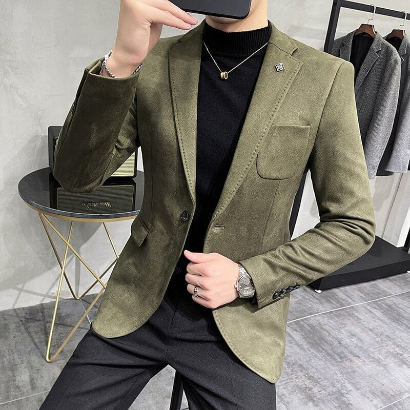 Fashion England Style Autumn Winter Thick Men's Velvet Suit Jacket / Male High Quality  New Plus Size Blazers Coat