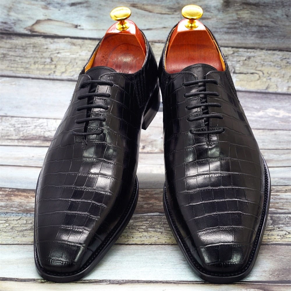 Big Size 6-13 Handmade Men's Shoes Leather Print Dress Shoes Classic Business Formal Shoes for Men