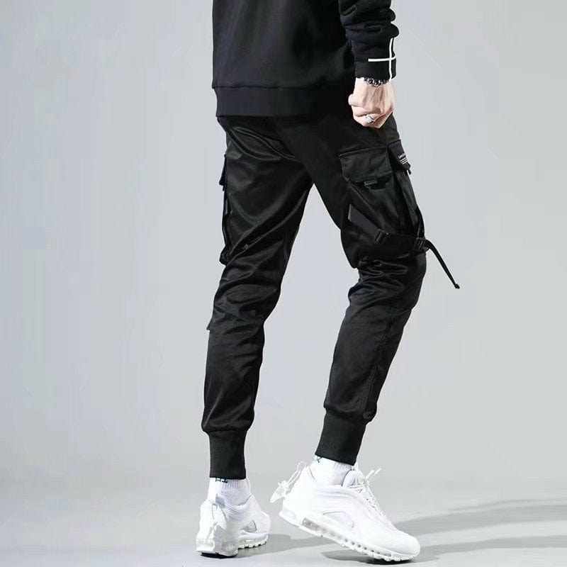 2021 Ribbons Men Jogger Sweatpants Men's Cargo Pants Streetwear Hip Hop Casual Black Harem Pants Male Harajuku Fashion Trousers