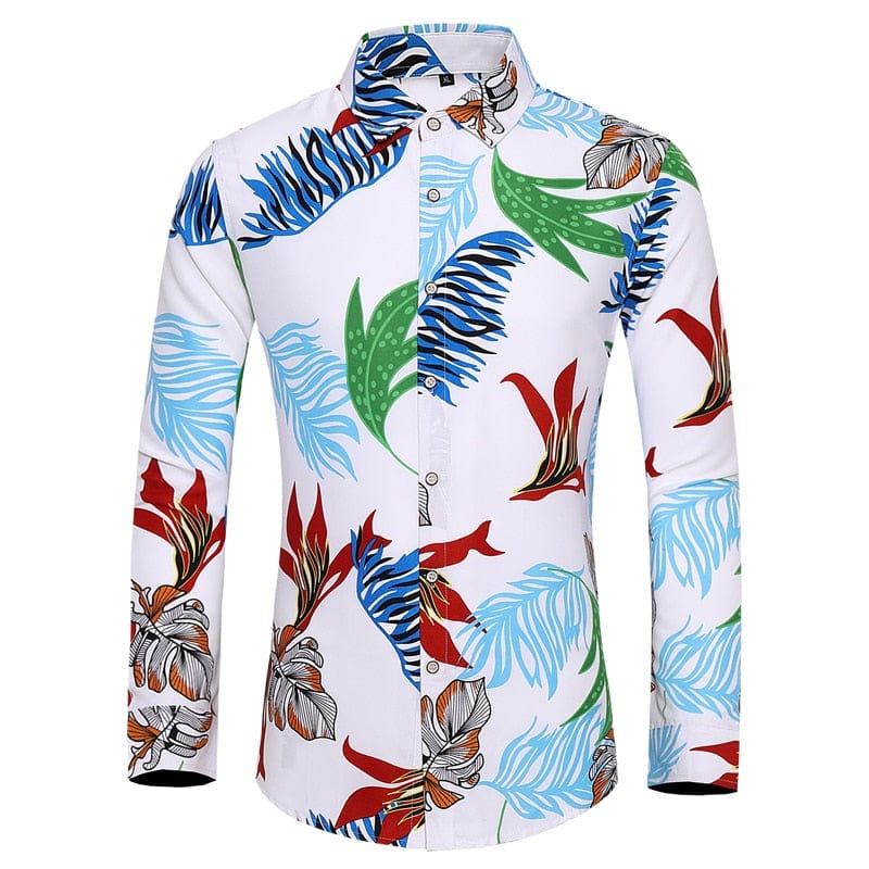 Many styles men long-sleeved plus size 7XL shirt fashion printed shirt Hawaii leisure vacation men&#39;s clothing