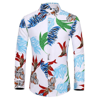 Many styles men long-sleeved plus size 7XL shirt fashion printed shirt Hawaii leisure vacation men's clothing