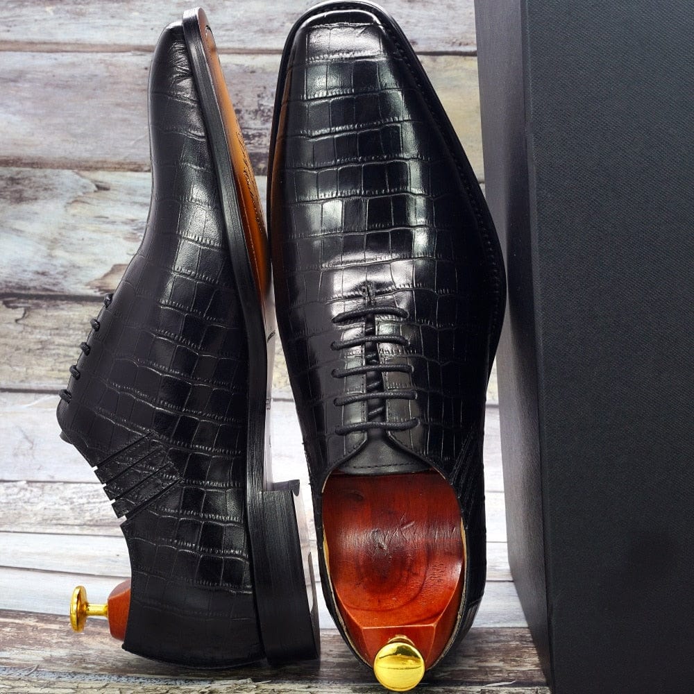 Big Size 6-13 Handmade Men's Shoes Leather Print Dress Shoes Classic Business Formal Shoes for Men