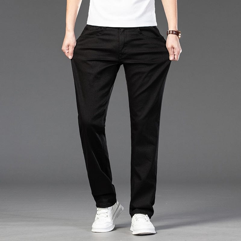 Classic Style Men's Regular Fit White Jeans Business Fashion Denim Advanced Stretch Cotton Trousers Male Brand Pants