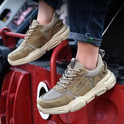 Work Safety Shoes Steel Toe Anti-puncture Indestructible Men Safety Boots Kevlar Insole Suede Leather Upper Work Sneakers