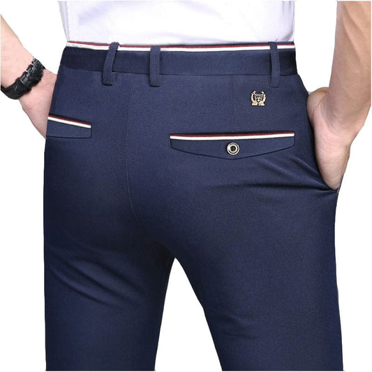 Pantaloni de costum 2022, la modă, eleganți, pantaloni de rochie pentru bărbați, de culoare uni, pantaloni lungi, drepti, pantaloni formali pentru bărbați, slim fit, negri