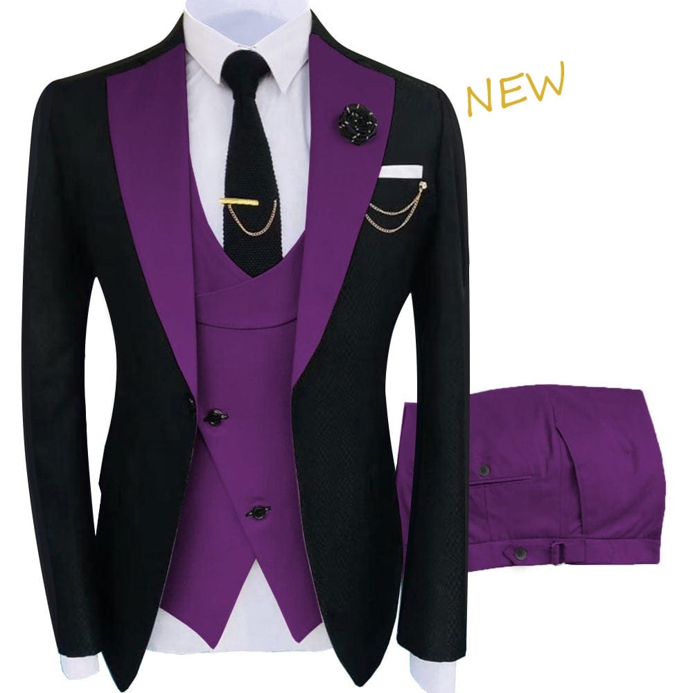 Costumul nou Homme Îmbrăcăminte populară Costum pentru bărbați Scenă de petrecere de lux Costum pentru bărbați Tuxedo Regular Fit 3 bucăți Set jachetă+pantaloni+vestă