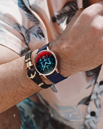 New Top Luxury Fashion Brand  Watch Men Color Bright Glass Chronograph Men's Stainless Steel Business Clock Men Wrist Watch