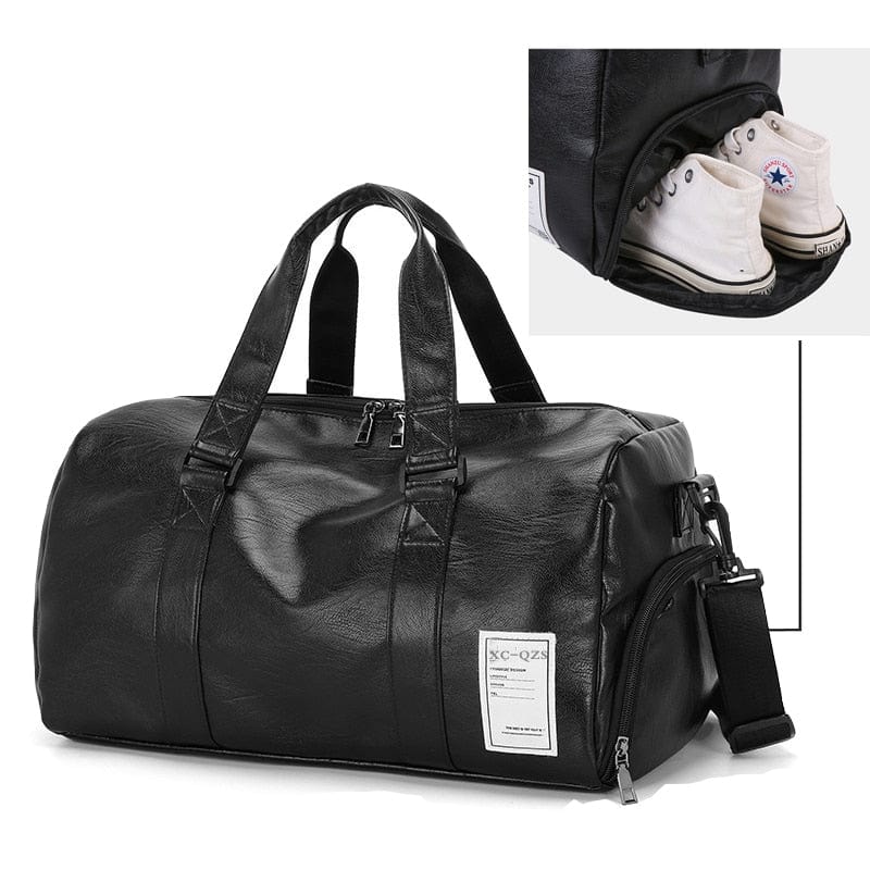 Unisex Leather Luggage Bag With Shoes Travel Clothes Storage Bags Zipp