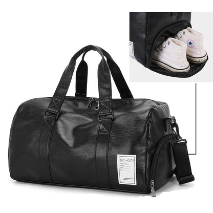 Unisex Leather Luggage Bag With Shoes Travel Clothes Storage Bags Zipp