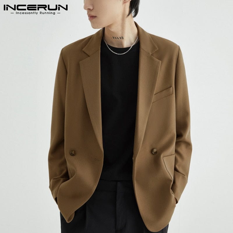 INCERUN Men Blazer Suit Shirt Coats Long Sleeve Casual Wear Fashoable Garment Top  Coat Suit Patch Pocket Suit Jackets S-5XL