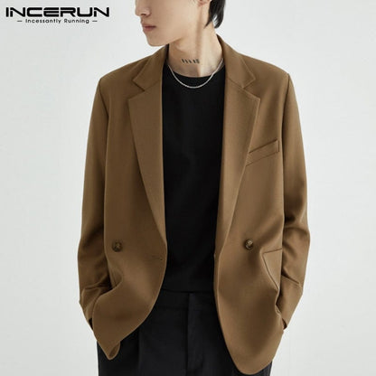 INCERUN Men Blazer Suit Shirt Coats Long Sleeve Casual Wear Fashoable Garment Top  Coat Suit Patch Pocket Suit Jackets S-5XL